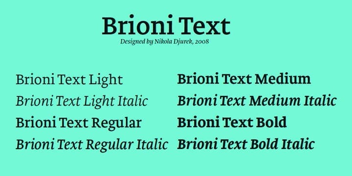 Пример шрифта Brioni Text