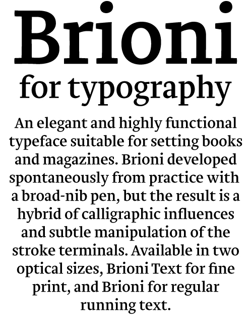 Пример шрифта Brioni Text Regular