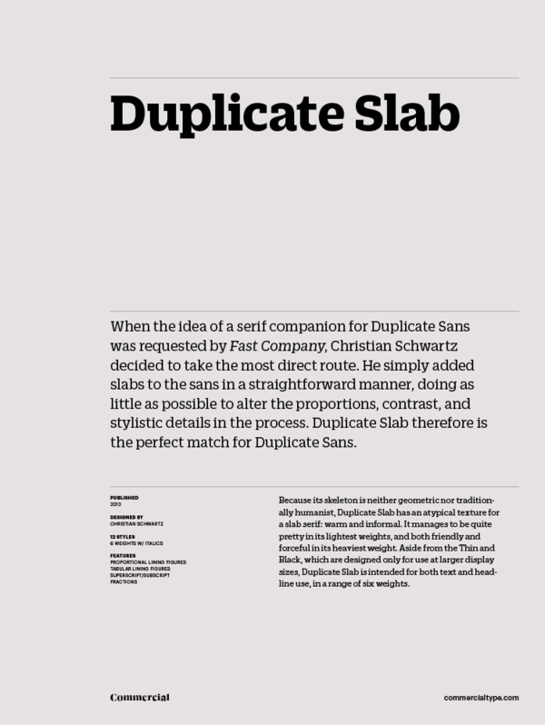 Пример шрифта Duplicate Slab