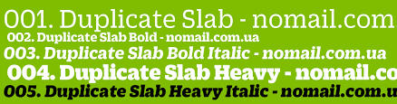 Пример шрифта Duplicate Slab Heavy Italic