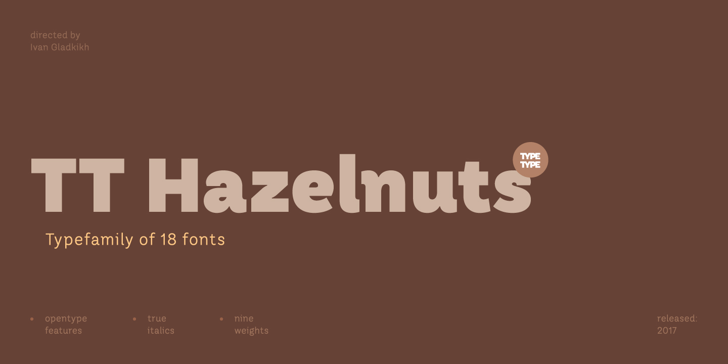 Пример шрифта TT Hazelnuts Medium