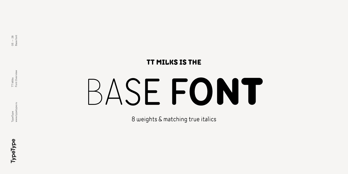 Пример шрифта TT Milks Light Italic