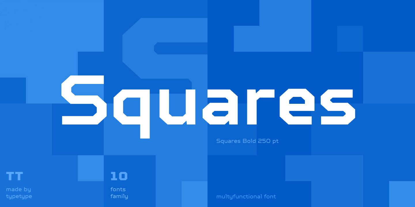 Пример шрифта TT Squares Bold Italic