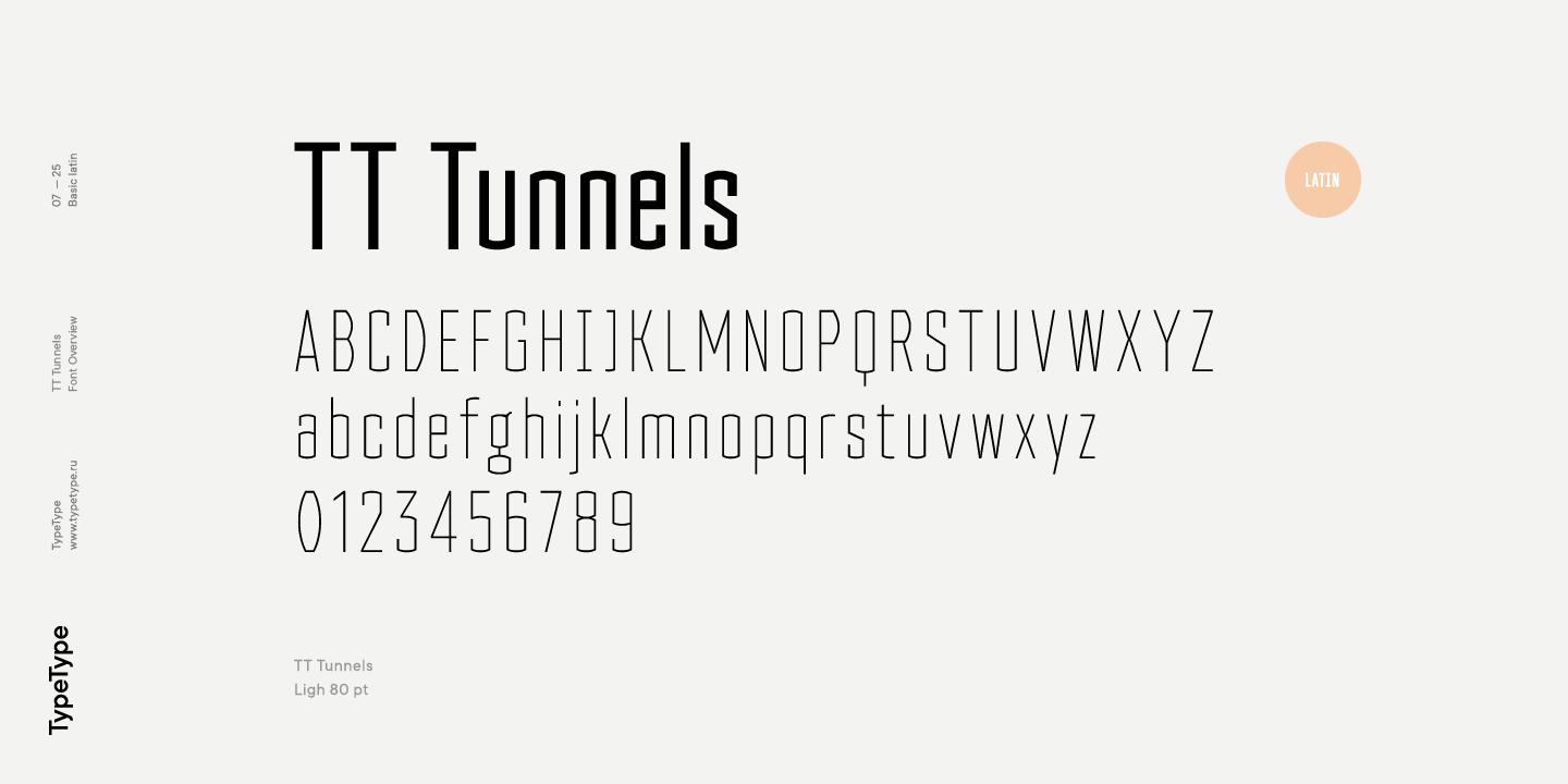 Пример шрифта TT Tunnels Thin