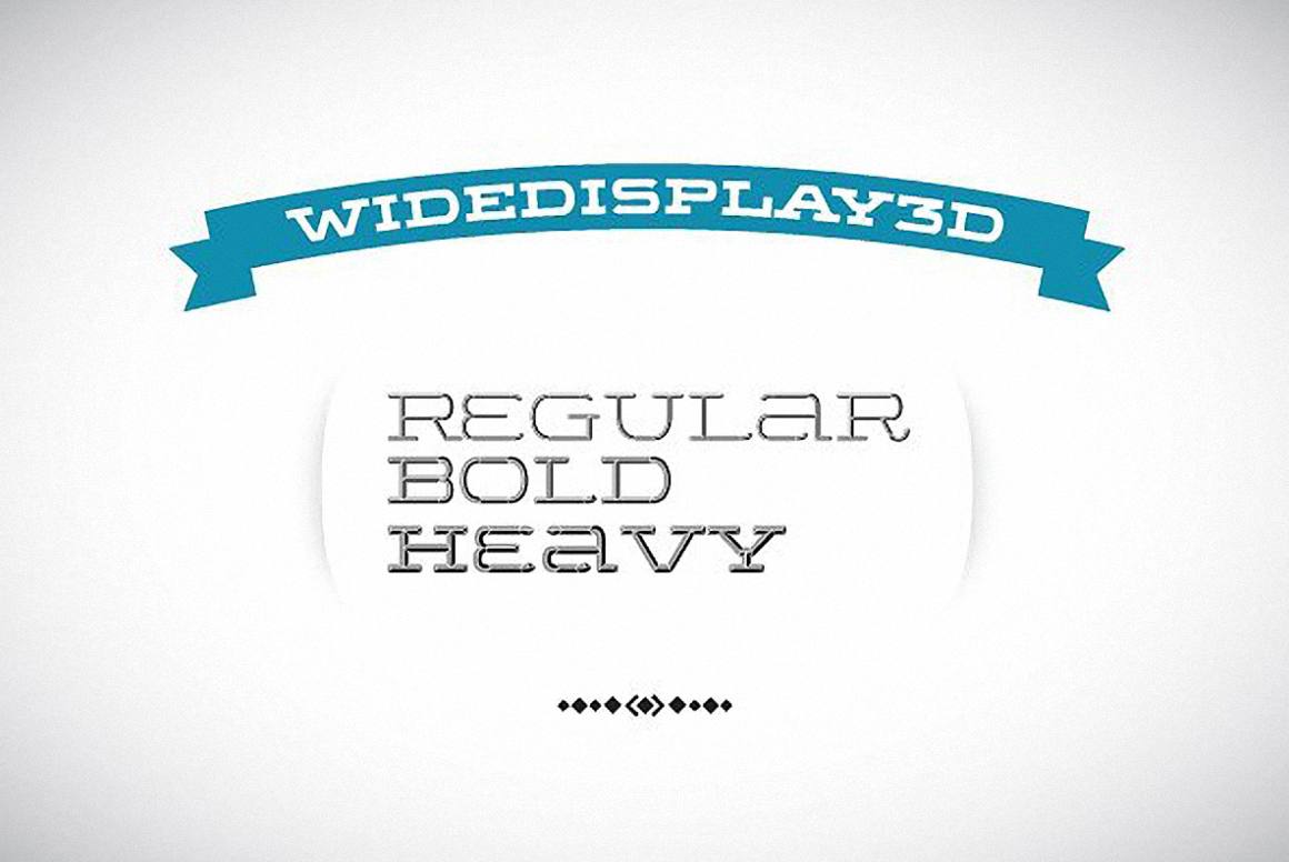 Пример шрифта Wide Display Regular 3D Down