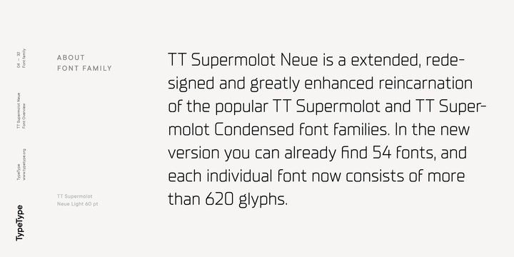Пример шрифта TT Supermolot Neue Expanded Extra Light