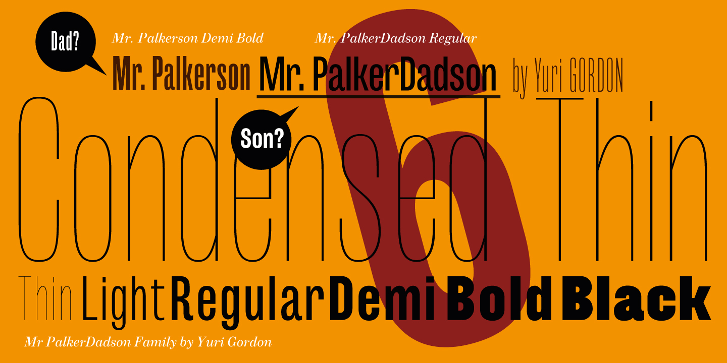 Пример шрифта Mr Palker Dadson Condensed Thin