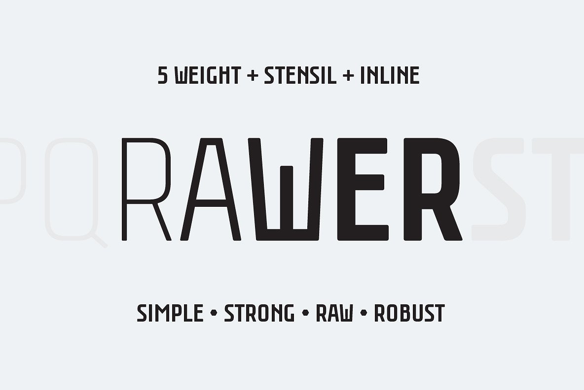Пример шрифта Rawer Condensed