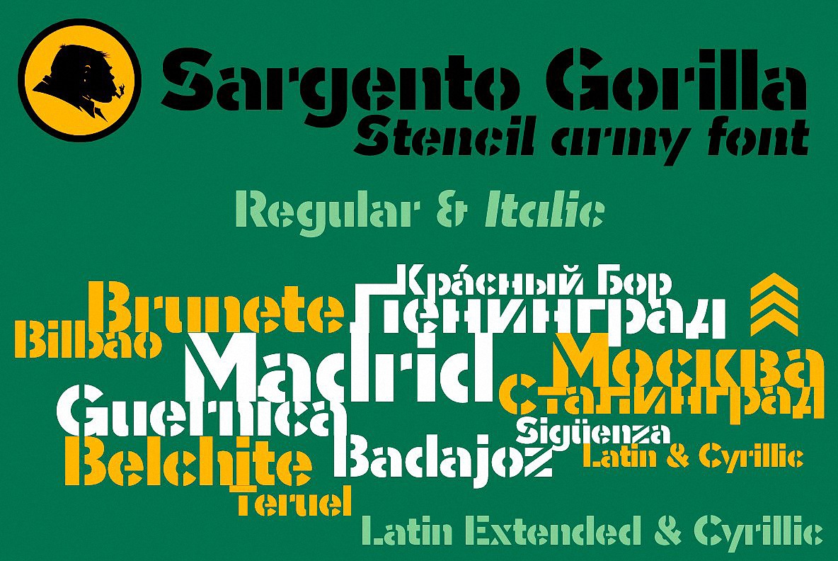 Пример шрифта Sargento Gorila Italic