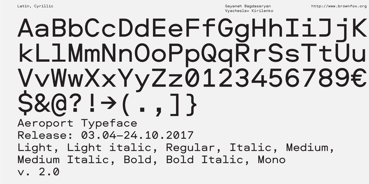 Пример шрифта Aeroport Italic