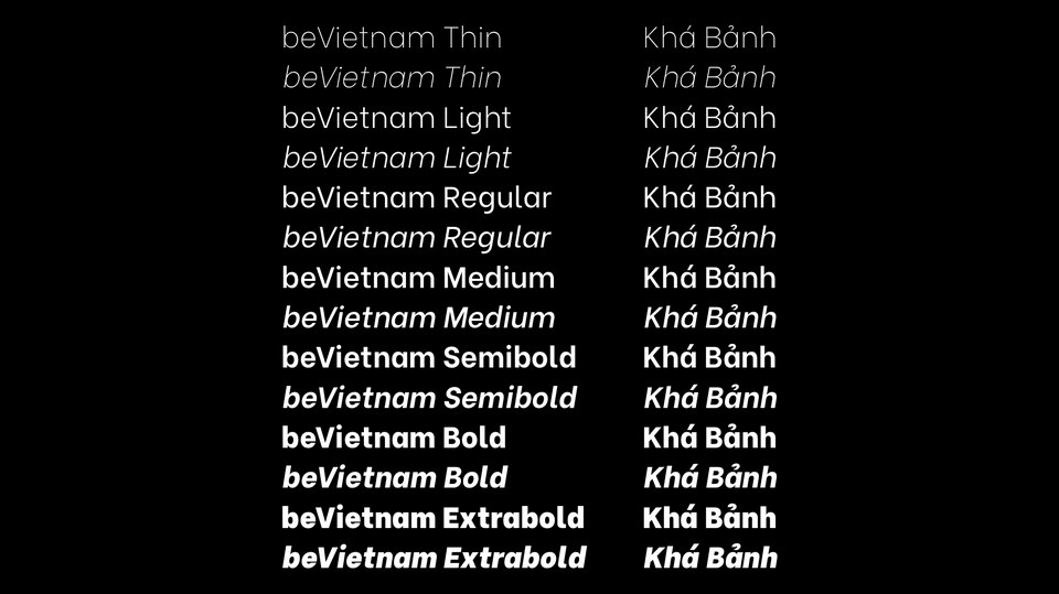 Пример шрифта Be Vietnam ExtraBold Italic