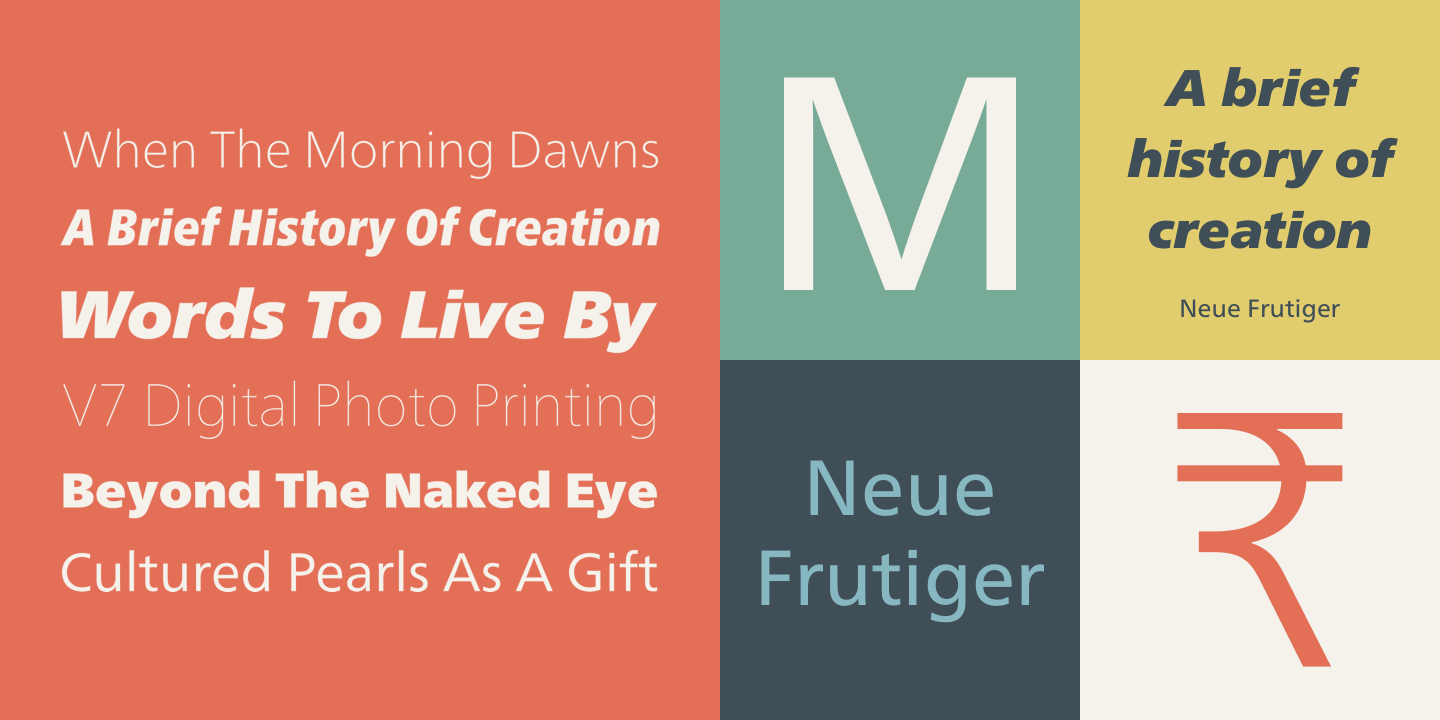 Пример шрифта Frutiger Neue Medium Italic