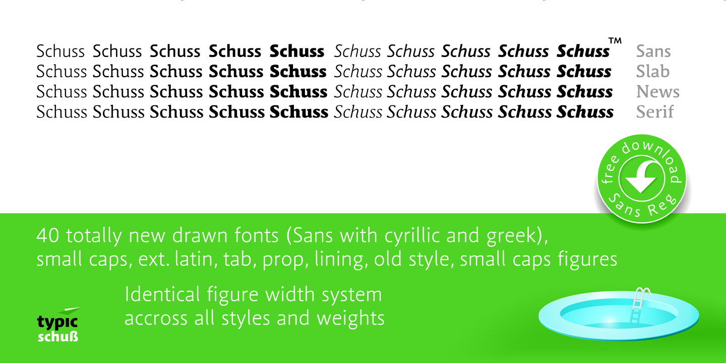 Пример шрифта Schuss Sans Regular