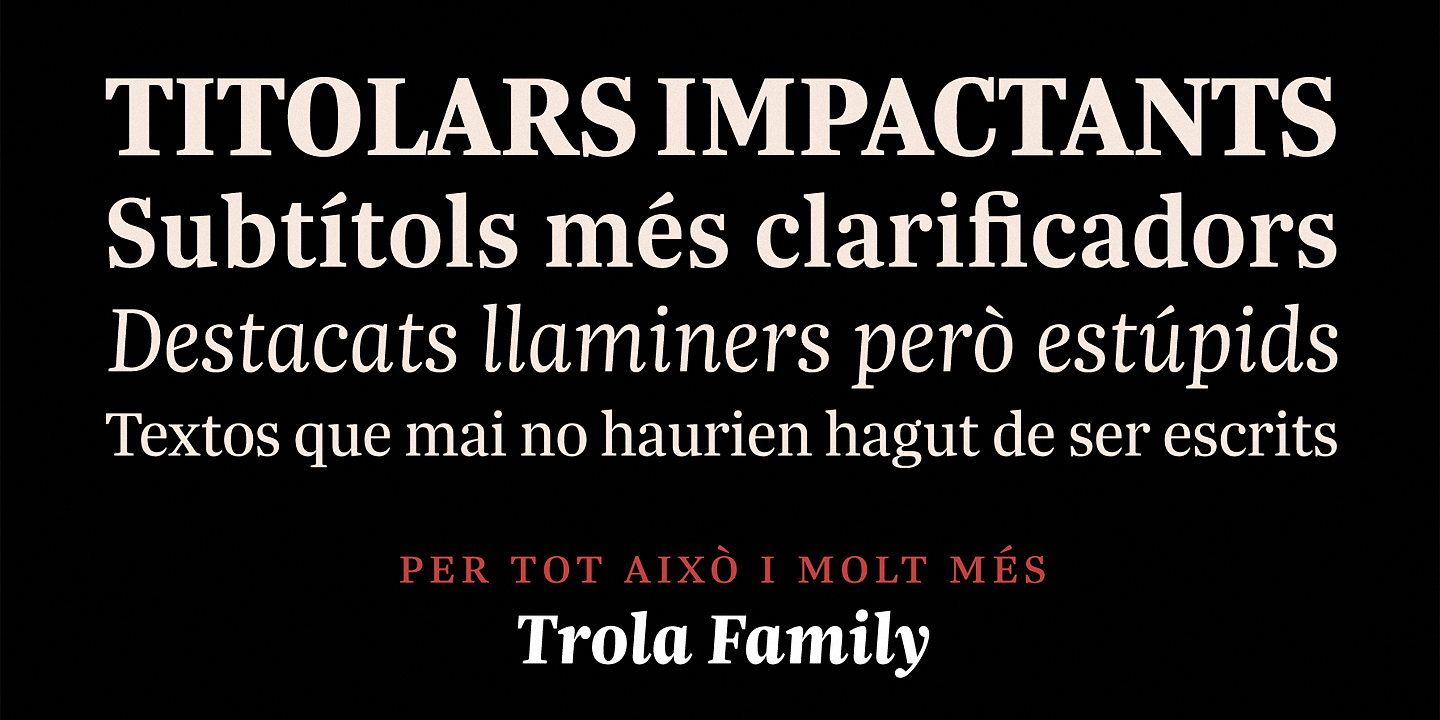 Пример шрифта Trola Heavy Italic
