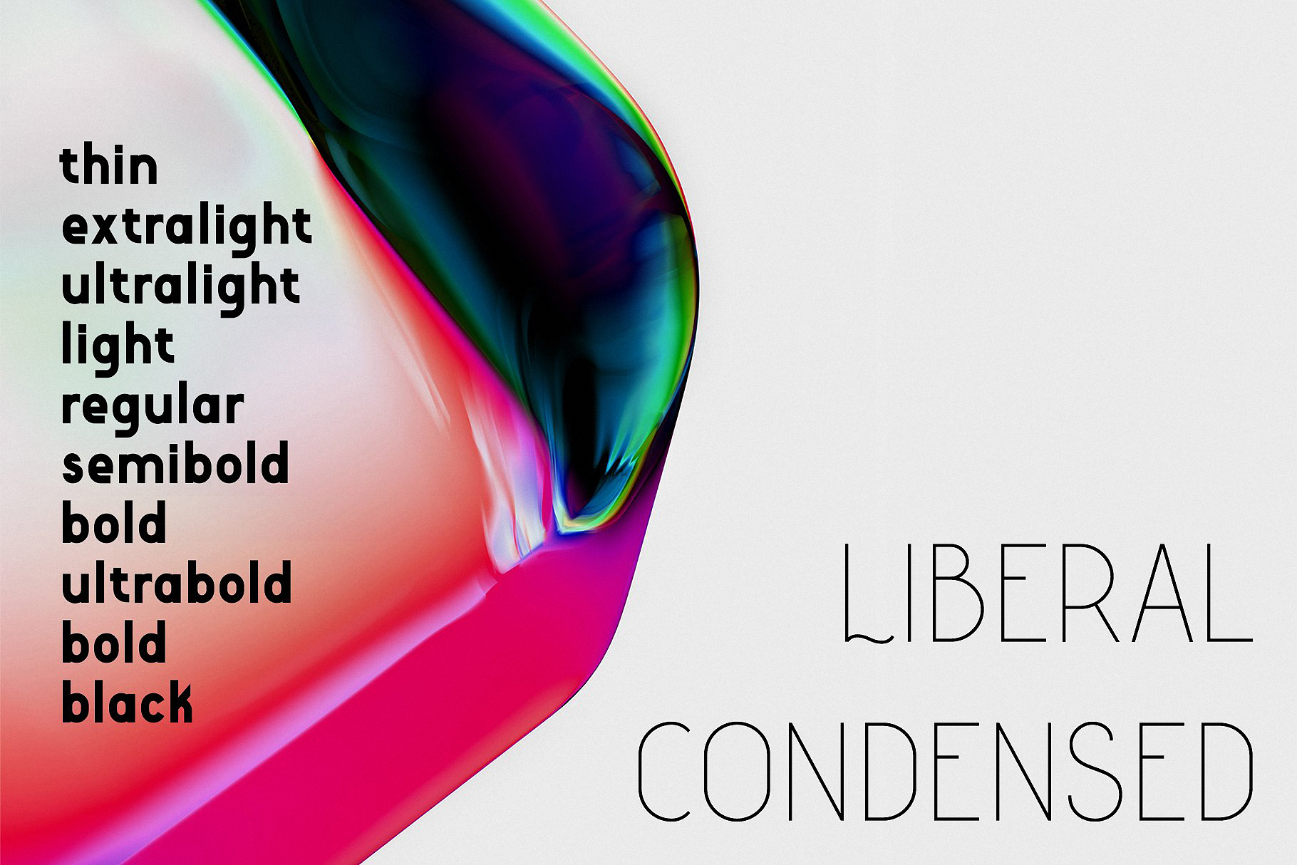 Пример шрифта Liberal Condensed Ultra light