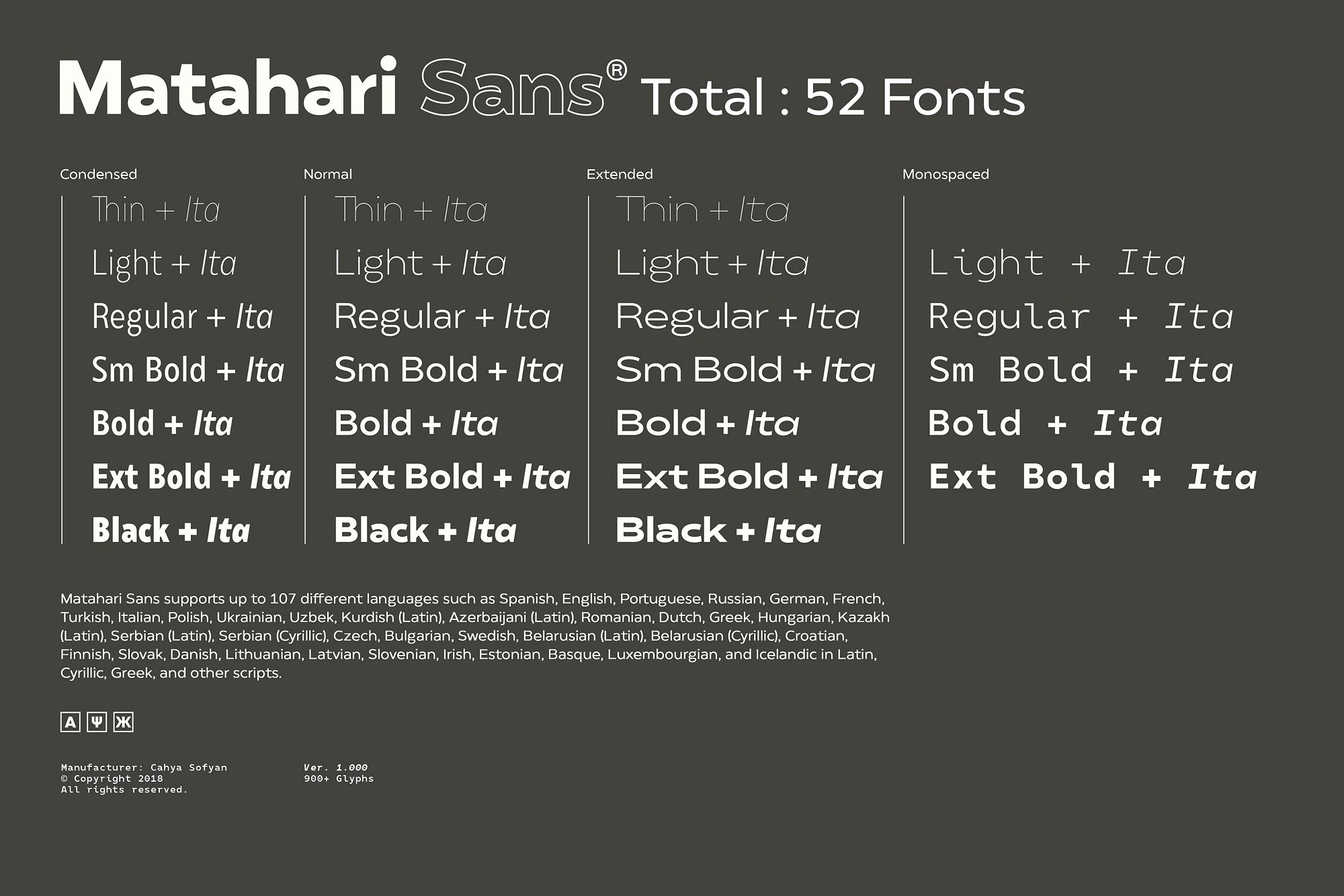 Пример шрифта Matahari Extended 700 ExBdObl