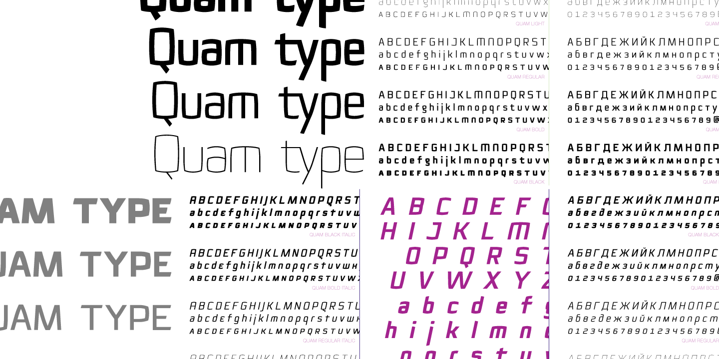 Пример шрифта Quam Thin Italic