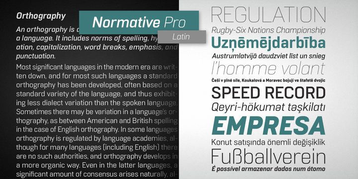 Пример шрифта Normative Pro ExtraLight Italic