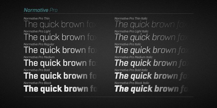 Пример шрифта Normative Pro Black Italic