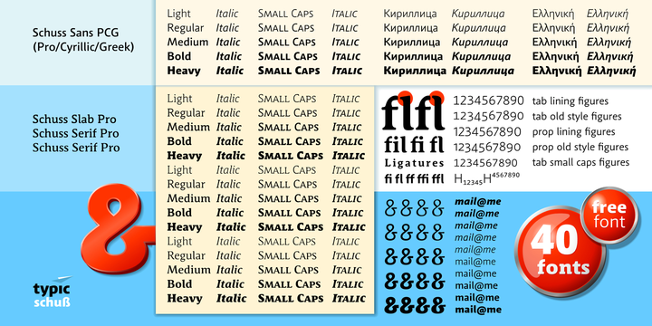 Пример шрифта Schuss Sans PCG Medium Italic