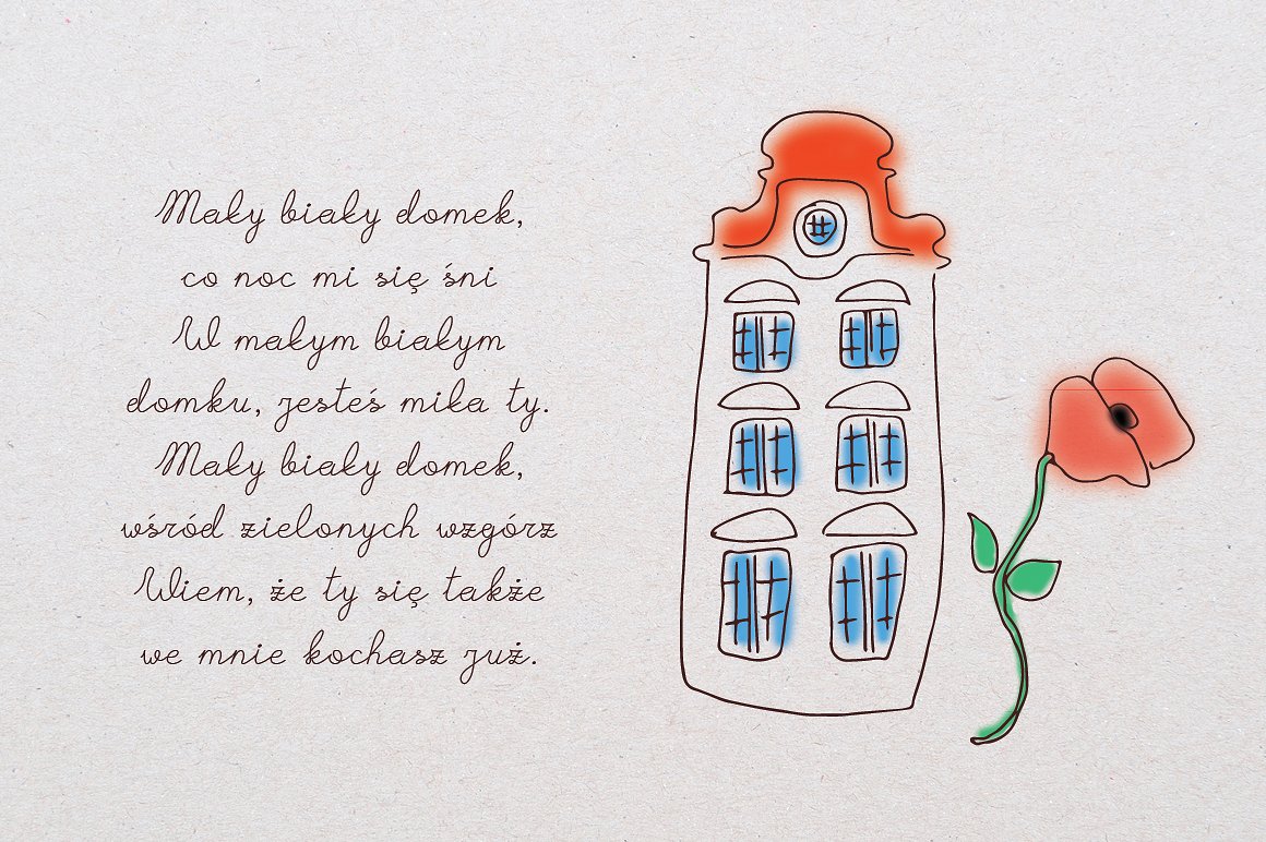Пример шрифта A Little House Doodles