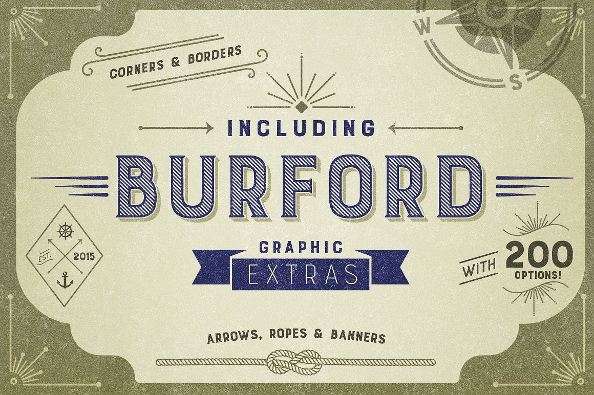 Пример шрифта Burford Extras SetB