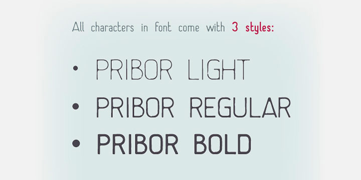 Пример шрифта Pribor