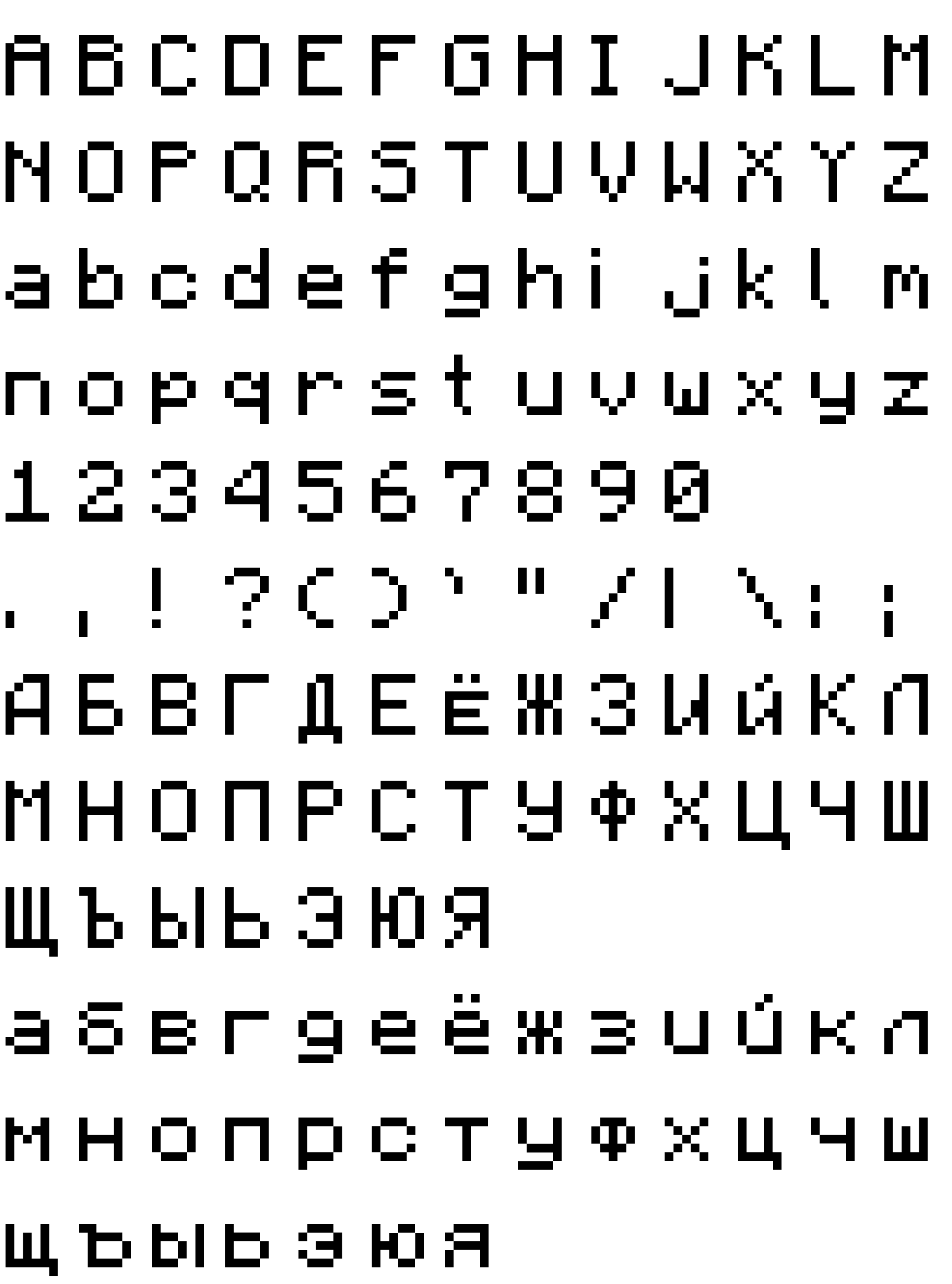 Пример шрифта Minecraft Rus