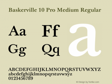 Пример шрифта Baskerville 10 Pro Medium Italic
