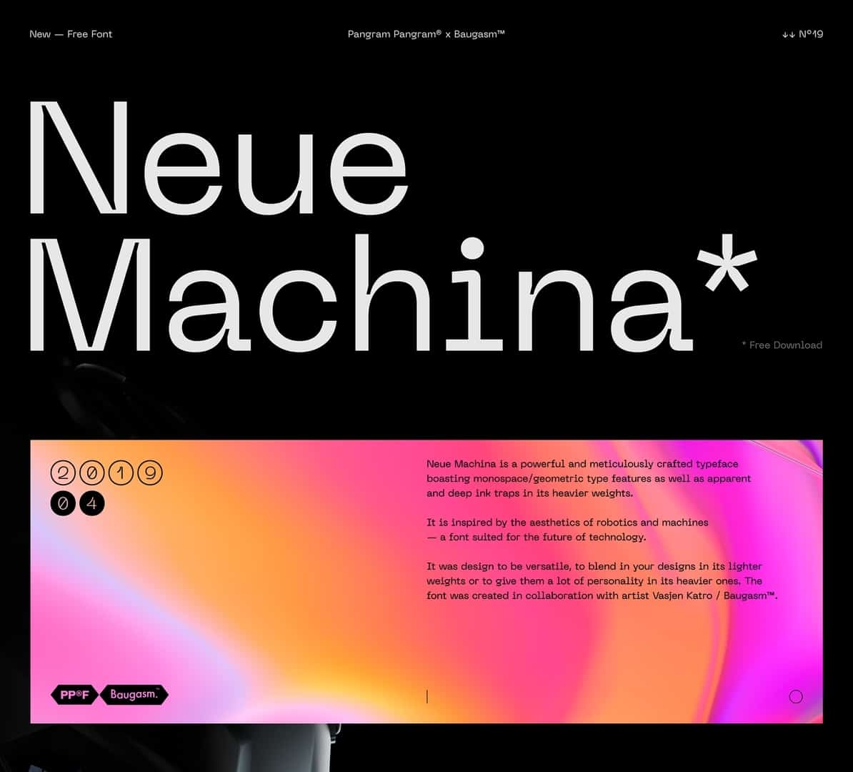 Пример шрифта Neue Machina
