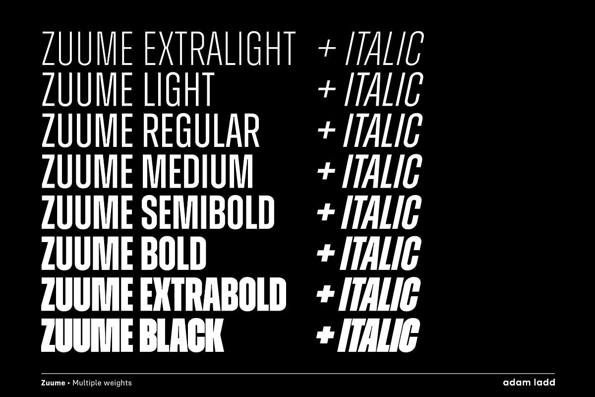 Пример шрифта Zuume Bold Italic