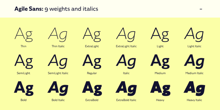 Пример шрифта Agile Sans Heavy Italic