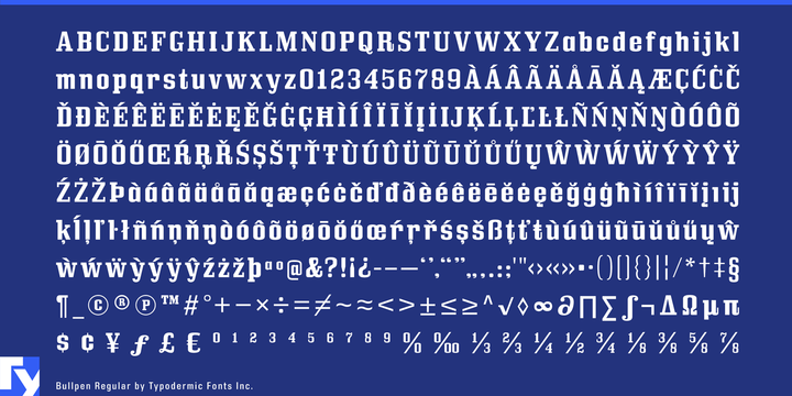 Пример шрифта Bullpen Rg Italic