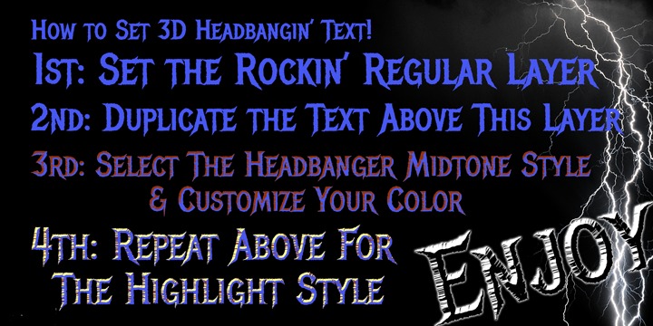 Пример шрифта Headbanger Highlight