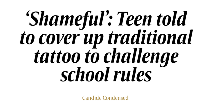 Пример шрифта Candide Condensed Italic