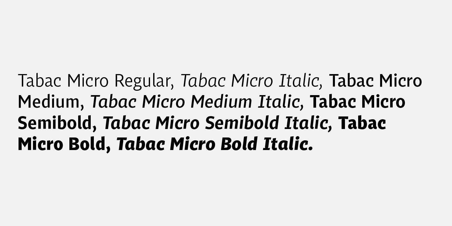 Пример шрифта Tabac Micro Bold Italic