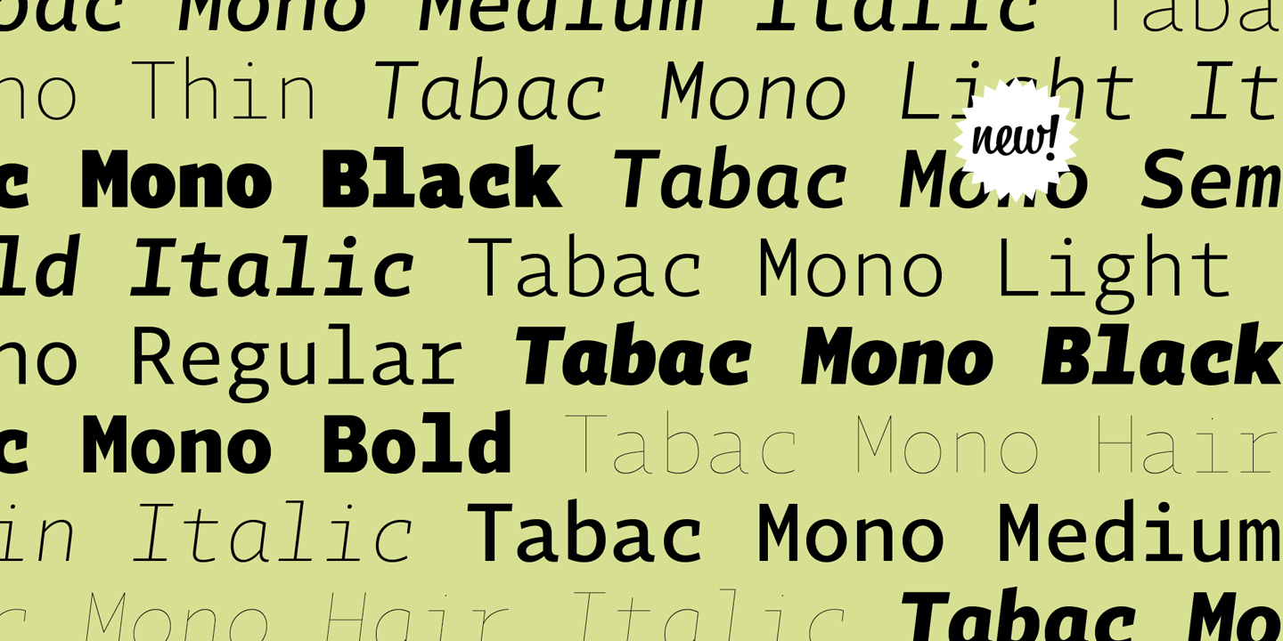 Пример шрифта Tabac Mono