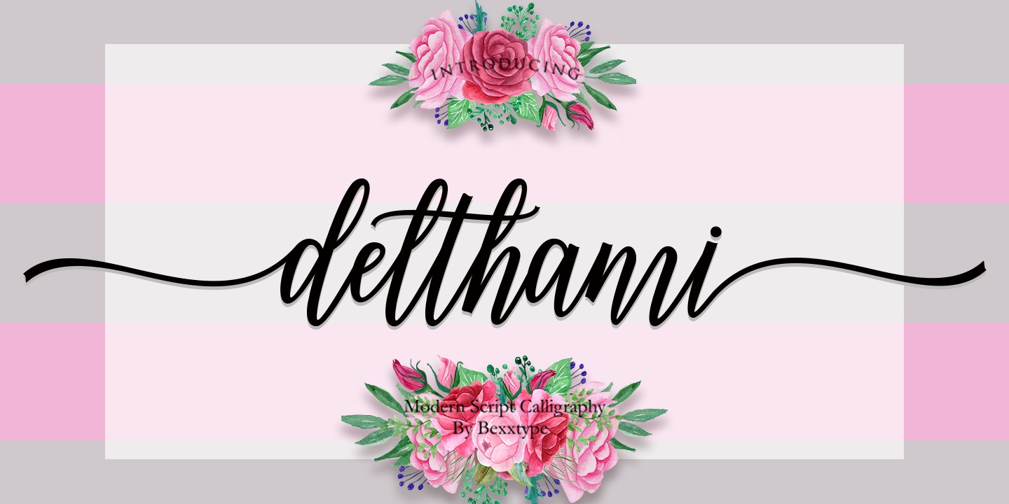 Пример шрифта Delthami Script