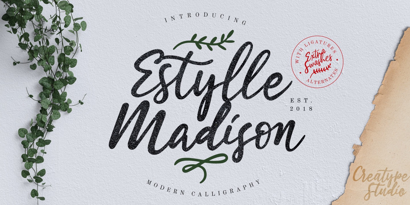 Пример шрифта Estylle Madison