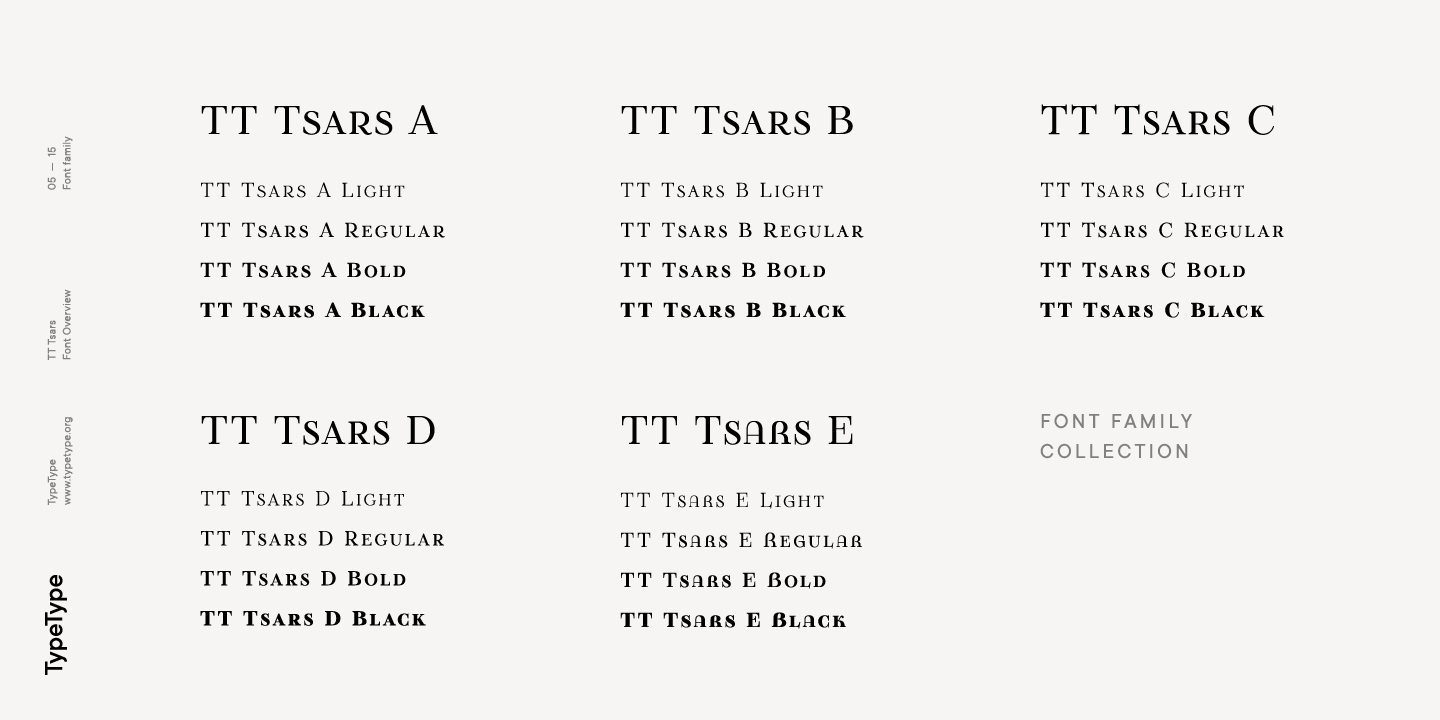 Пример шрифта TT Tsars A Light