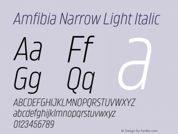 Пример шрифта Amfibia Narrow Hairline Narrow Italic