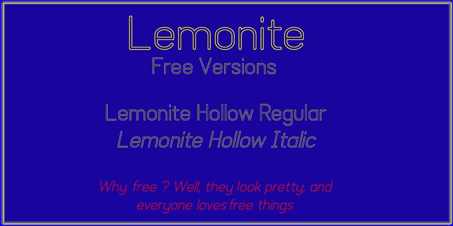 Пример шрифта Lemonite Hollow