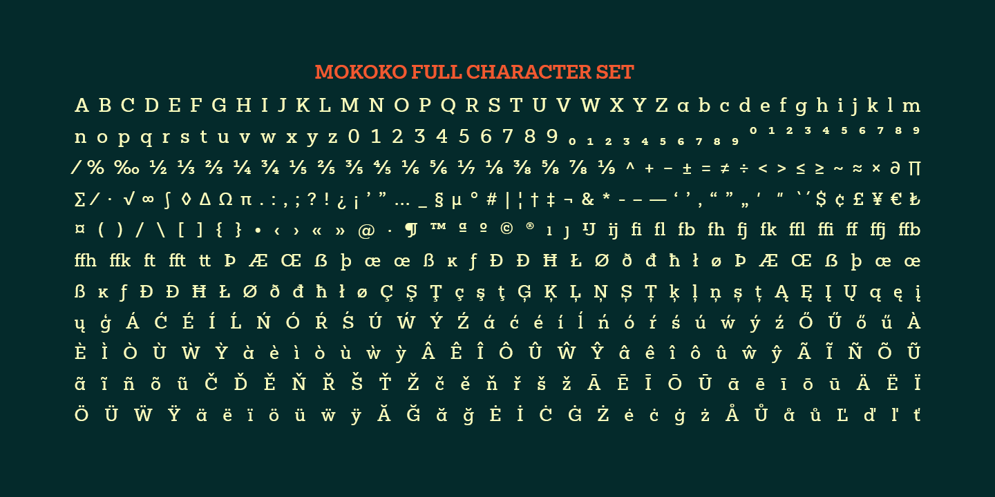 Пример шрифта Mokoko Italic