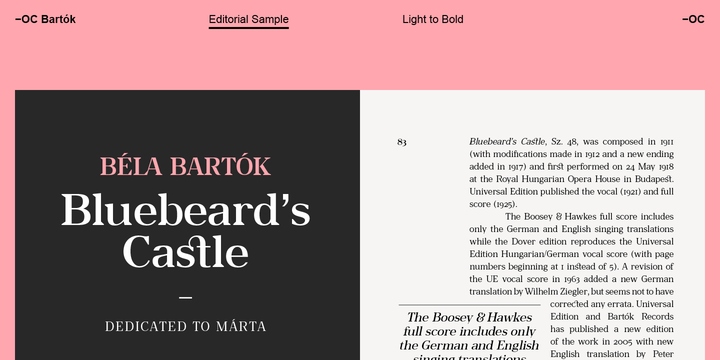 Пример шрифта -OC Bartok Regular
