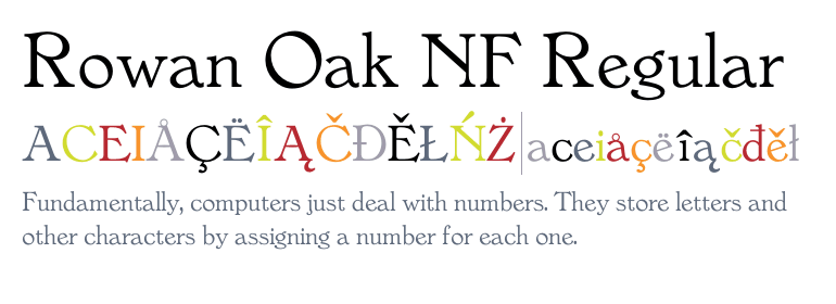 Пример шрифта Rowan Oak NF Regular