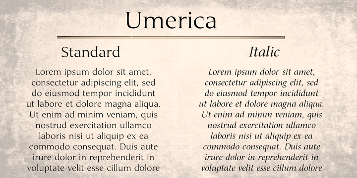 Пример шрифта Umerica Italic