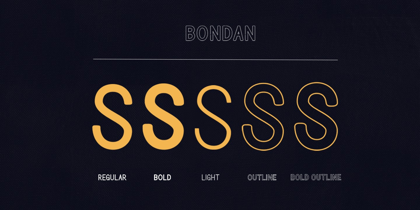 Пример шрифта Bondan Outline Bold