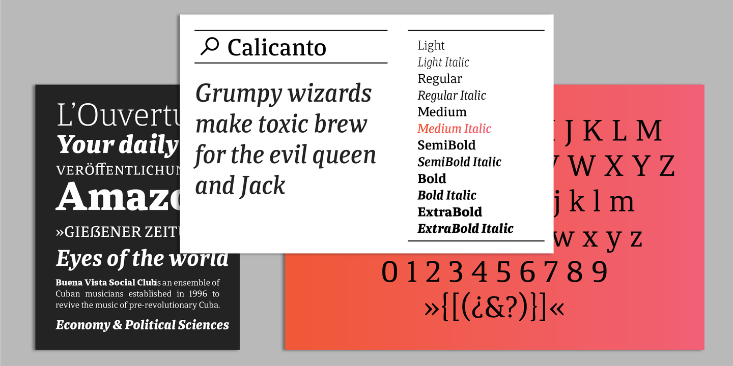 Пример шрифта Calicanto Medium Italic