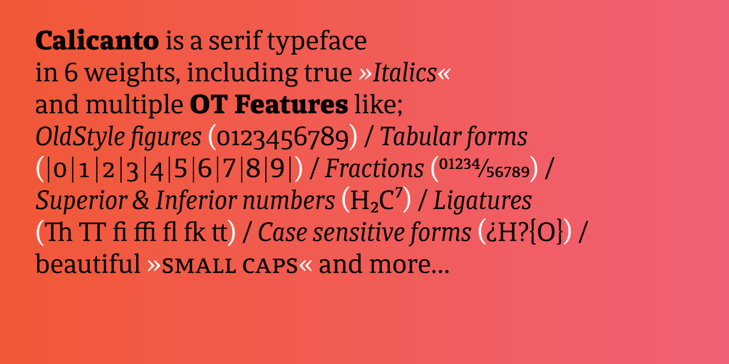 Пример шрифта Calicanto Bold Italic