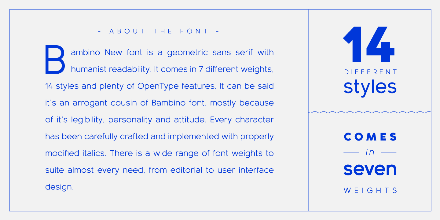 Пример шрифта Bambino New SemiBold Italic